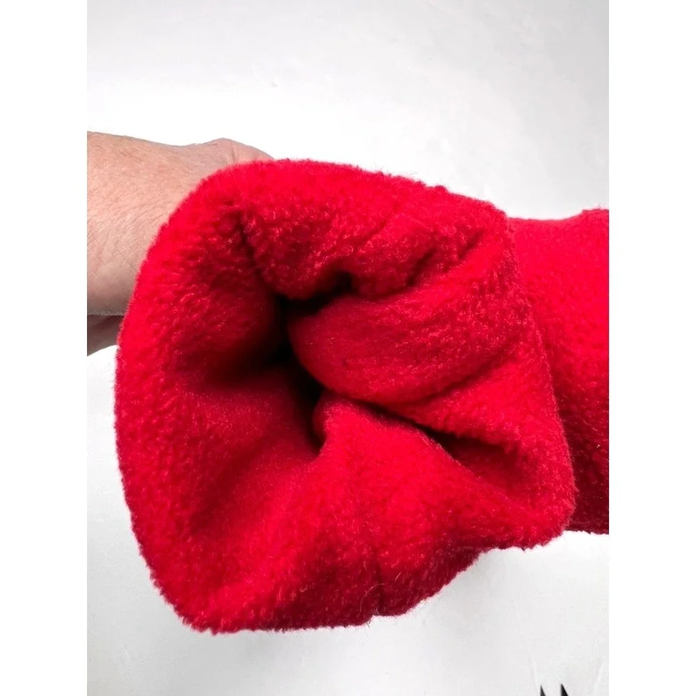 Casual Corner Women's Fleece Gloves LARGE Red Snowflake Blanket Stitch Vintage